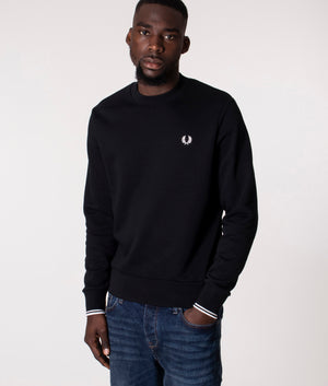 Crew-Neck-Sweatshirt-Black-Fred-Perry-EQVVS