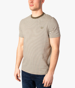 Two-Colour-Striped-T-Shirt-Military-Green-Fred-Perry-EQVVS