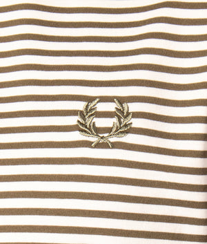 Two-Colour-Striped-T-Shirt-Military-Green-Fred-Perry-EQVVS