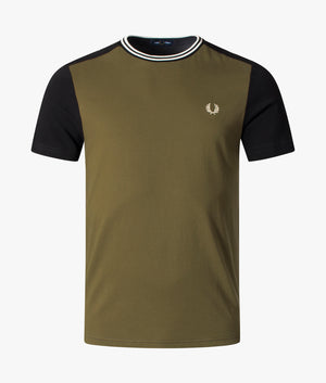 Paneled-Twin-Tipped-T-Shirt-Military-Green/Black-Fred-Perry-EQVVS