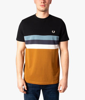 Panelled-Stripe-T-Shirt-Dark-Caramel-Fred-Perry-EQVVS