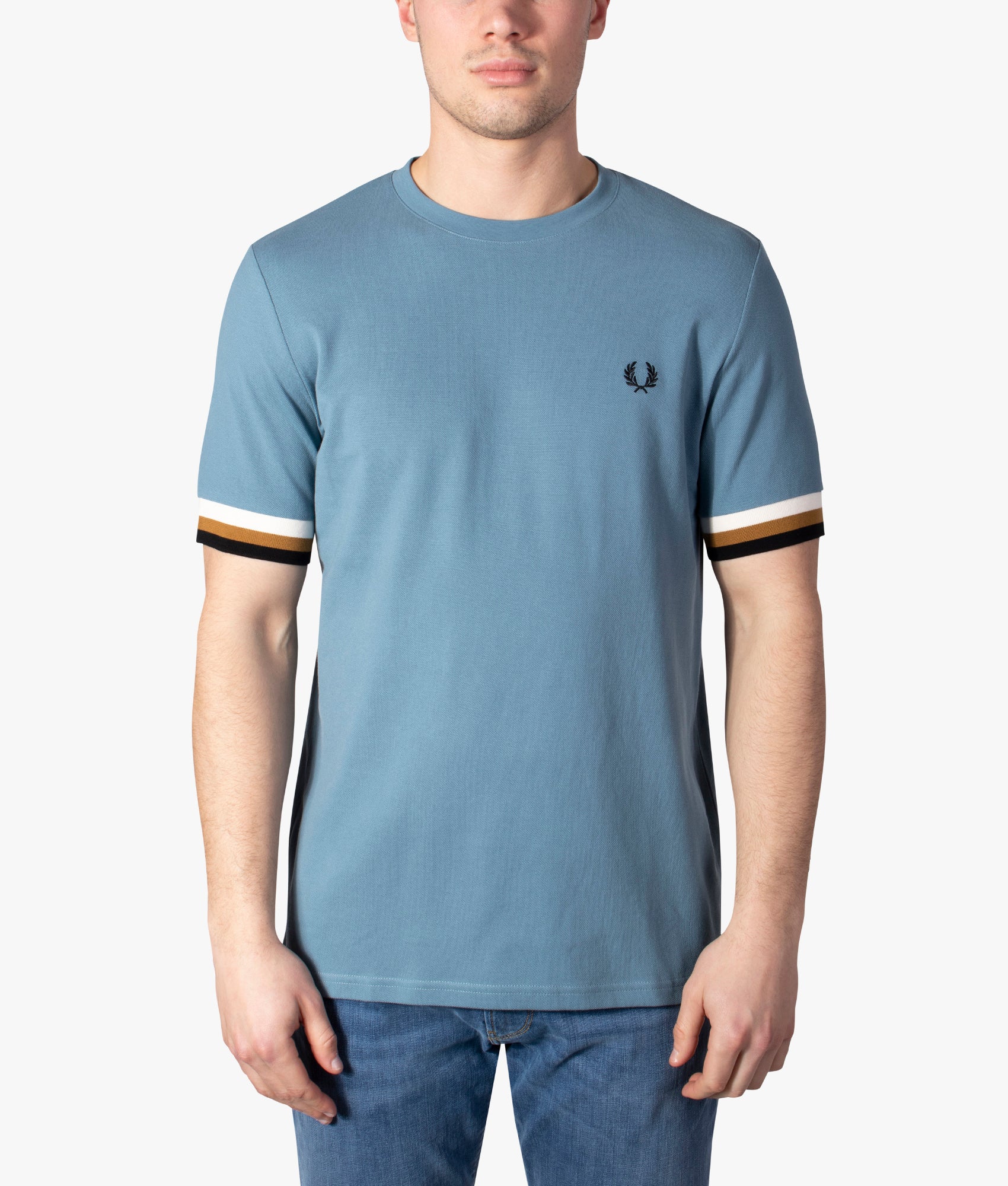 Striped-Cuff-Pique-T-Shirt-Ash-Blue-Fred-Perry-EQVVS