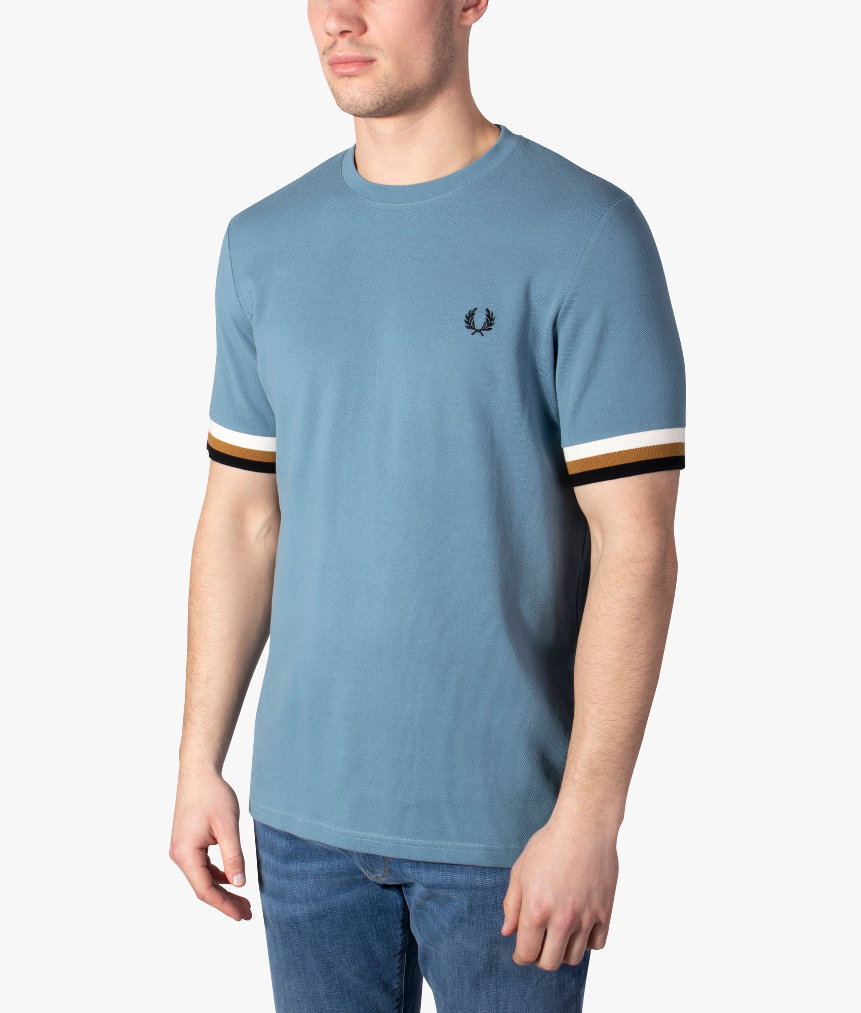 Striped-Cuff-Pique-T-Shirt-Ash-Blue-Fred-Perry-EQVVS