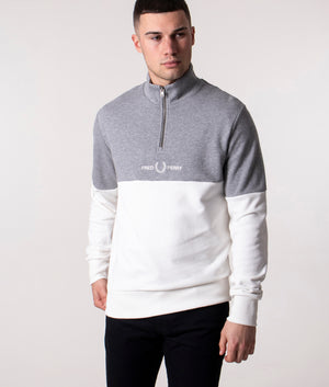 Colour-Block-Quarter-Zip-Sweatshirt-Grey/White-Fred-Perry-EQVVS