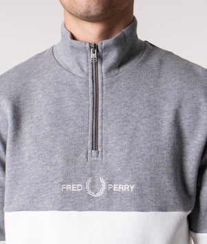 Colour-Block-Quarter-Zip-Sweatshirt-Grey/White-Fred-Perry-EQVVS
