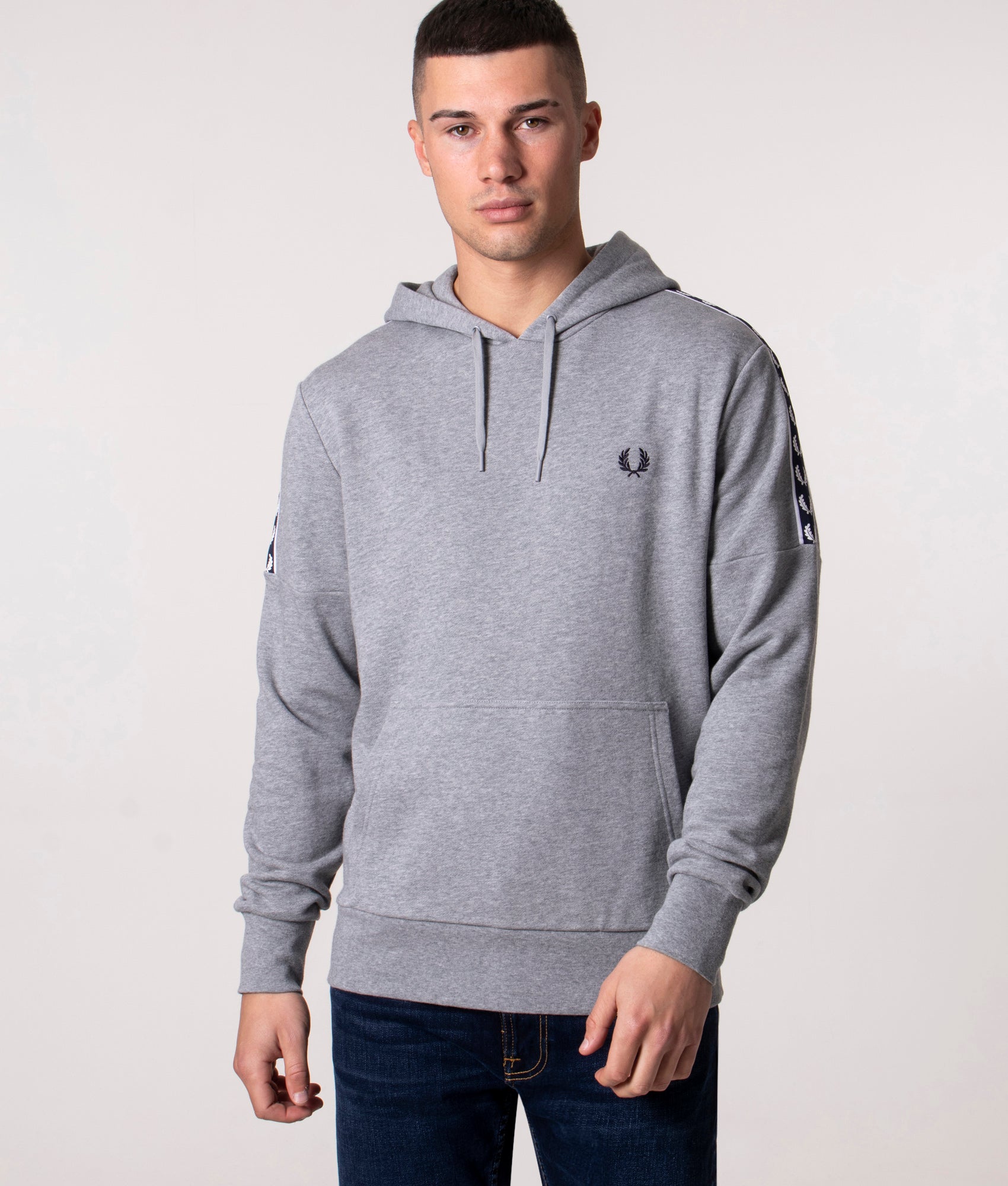 Panelled-Taped-Logo-Hoodie-Steel-Marl-Fred-Perry-EQVVS