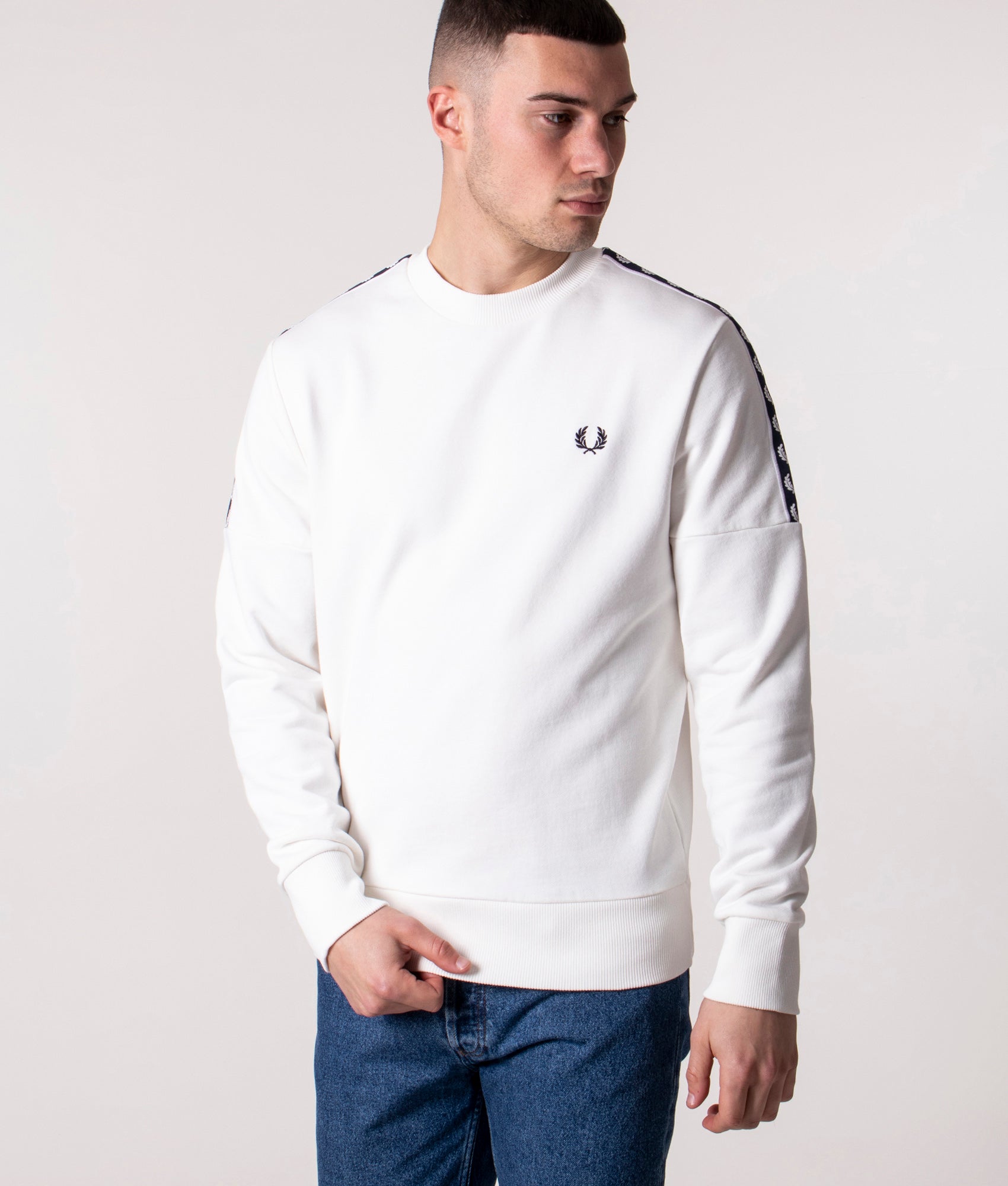 Panelled-Taped-Crew-Neck-Sweat-White-Fred-Perry-EQVVS