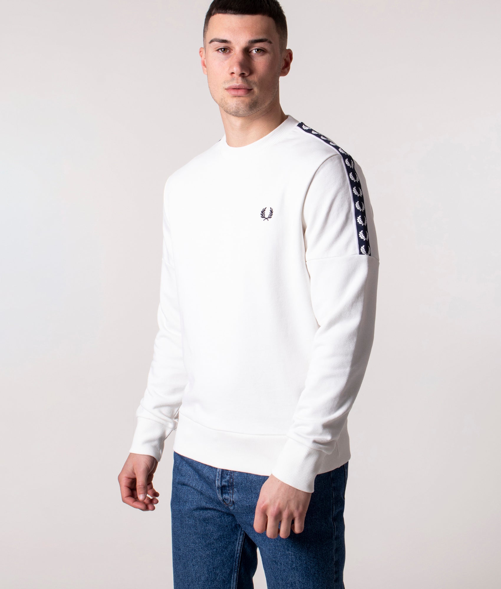 Panelled-Taped-Crew-Neck-Sweat-White-Fred-Perry-EQVVS