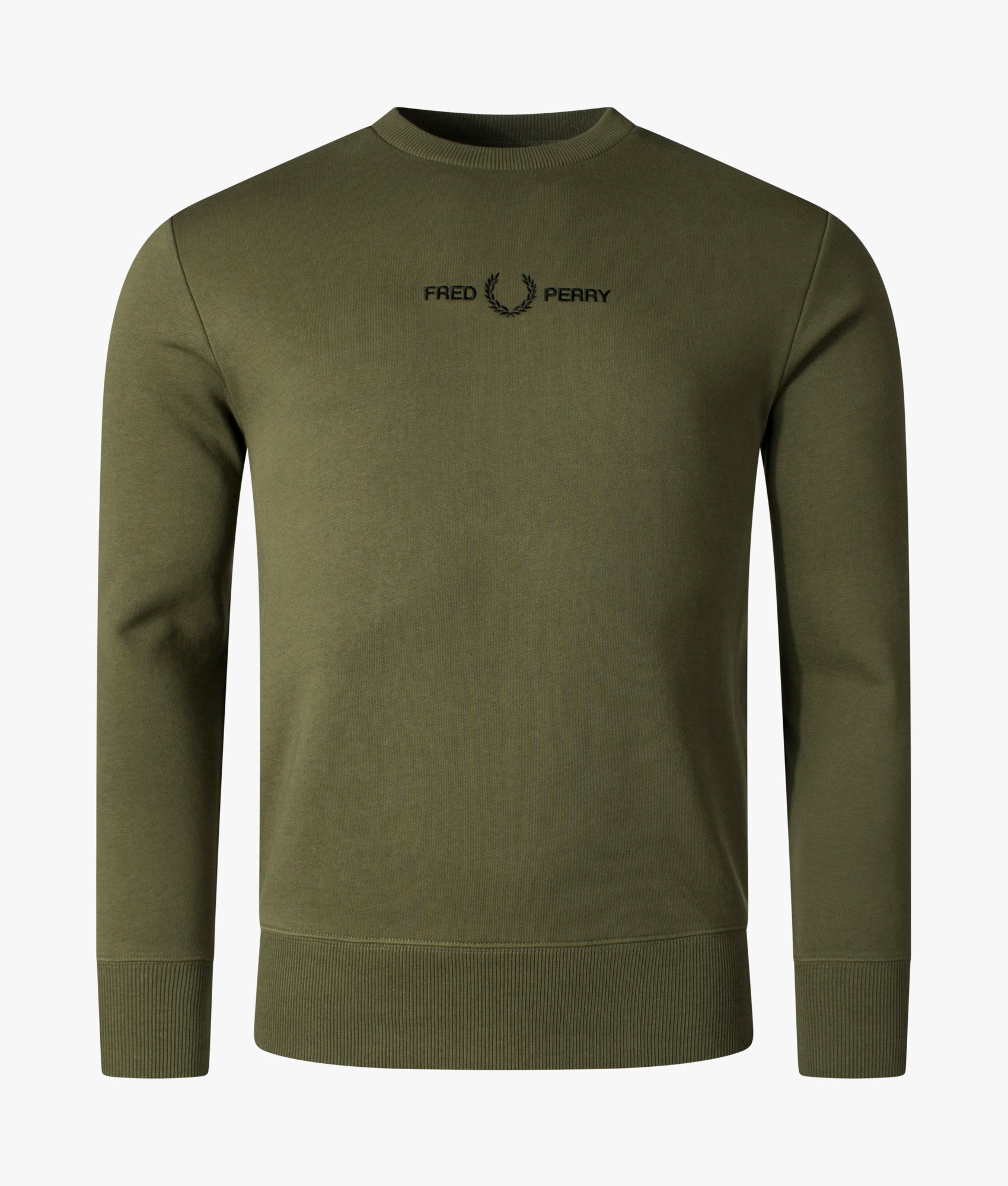 Embroidered Sweatshirt Military Green | Fred Perry | EQVVS ジェラートピケ 【HOLIDAY】ベアジャガードプルオーバー・ロングパンツセット