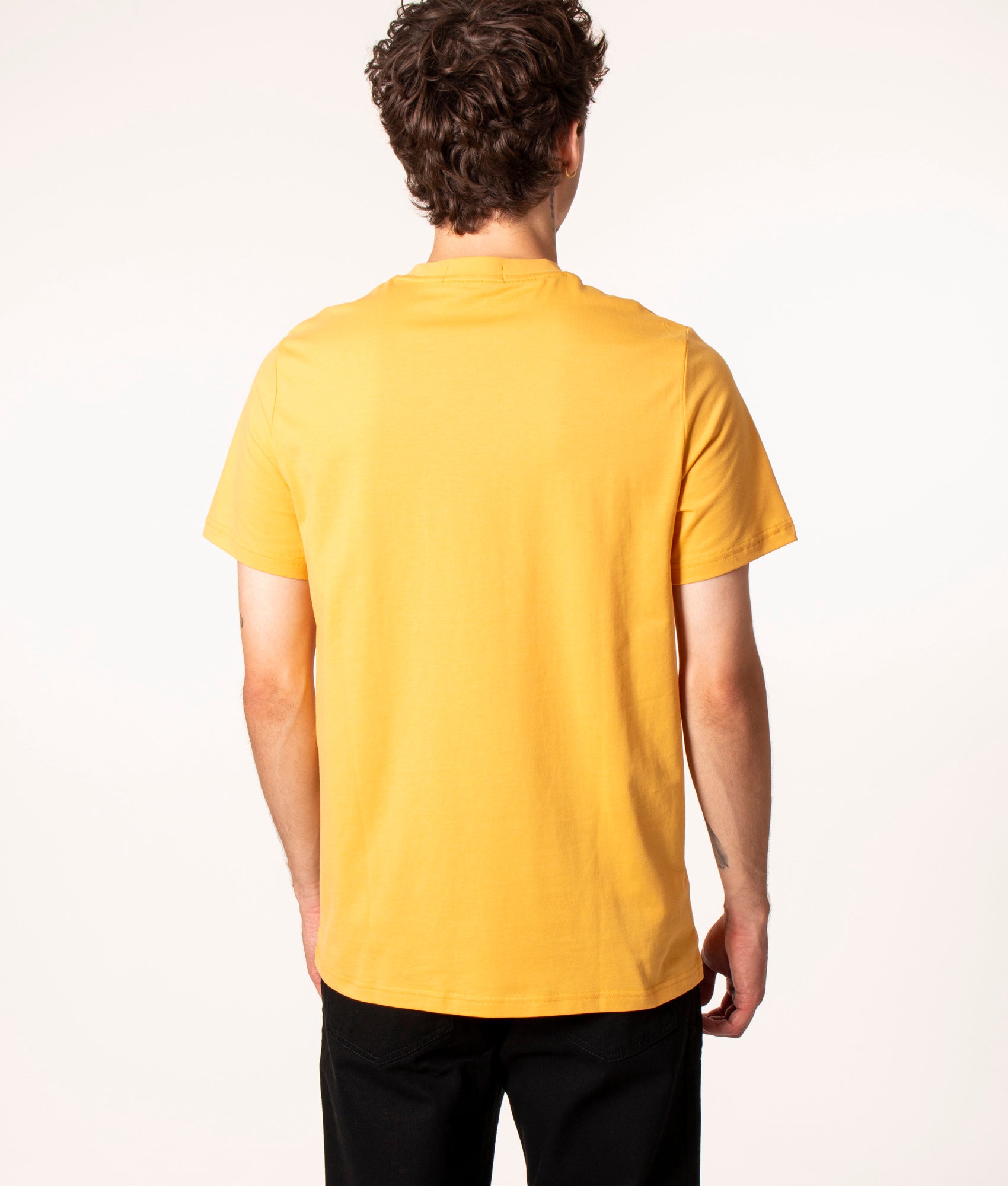 Fred Perry Embroidered T-Shirt in Yellow at EQVVS. Back Shot. 