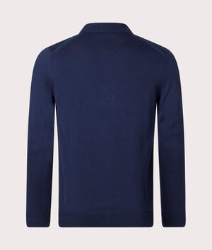 Long Sleeve Knitted Polo Shirt in Navy, EQVVS.