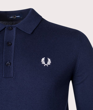 Long Sleeve Knitted Polo Shirt in Navy, EQVVS.