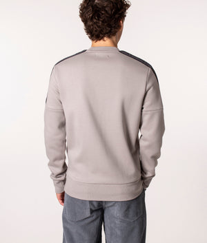 Fred Perry Tape Sleeve Sweatshirt in Concrete at EQVVS, Model, back