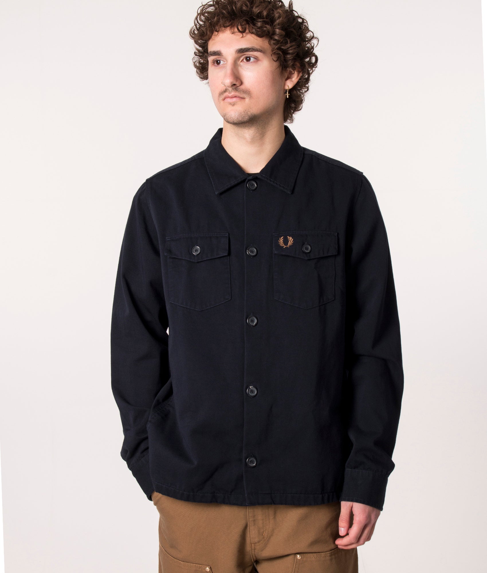 Oversized Twill Overshirt Navy | Fred Perry | EQVVS