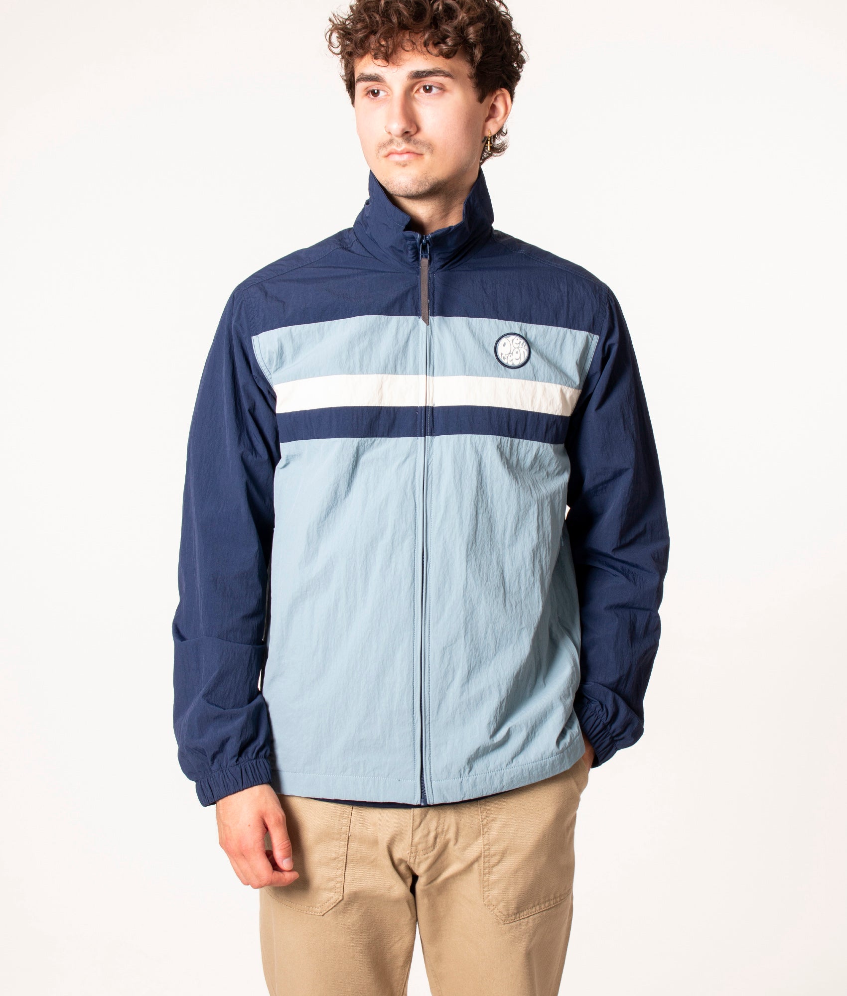 Pretty Green Tilby Track Jacket in Navy at EQVVS, Model front 2