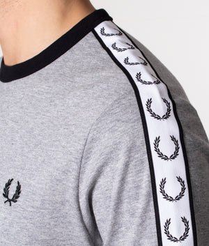 Fred Perry Taped Ringer T-Shirt in Grey at EQVVS.  Detail Shot 2. 