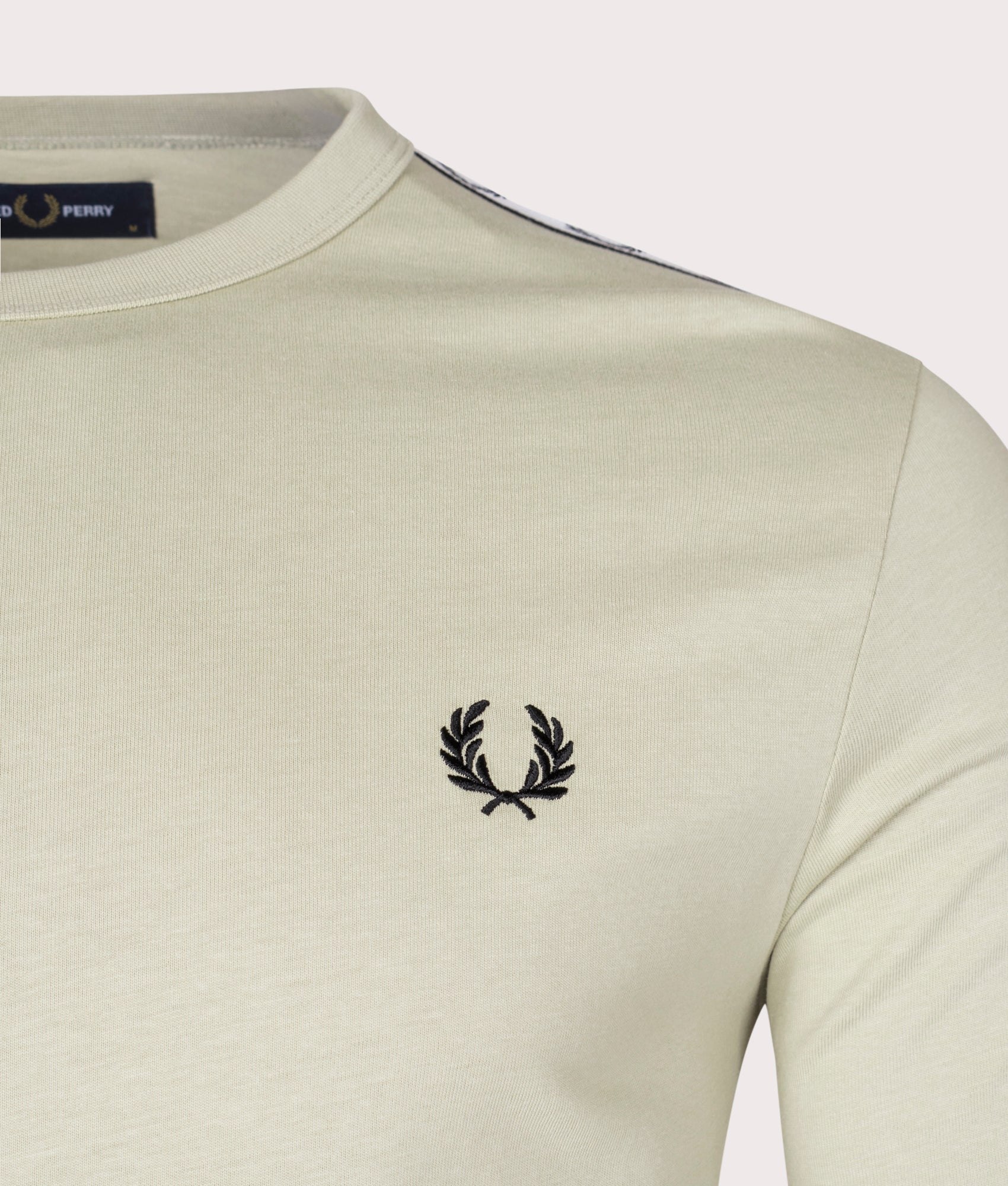 Fred Perry Taped Long Sleeve T-Shirt in Light Oyster, EQVVS.
