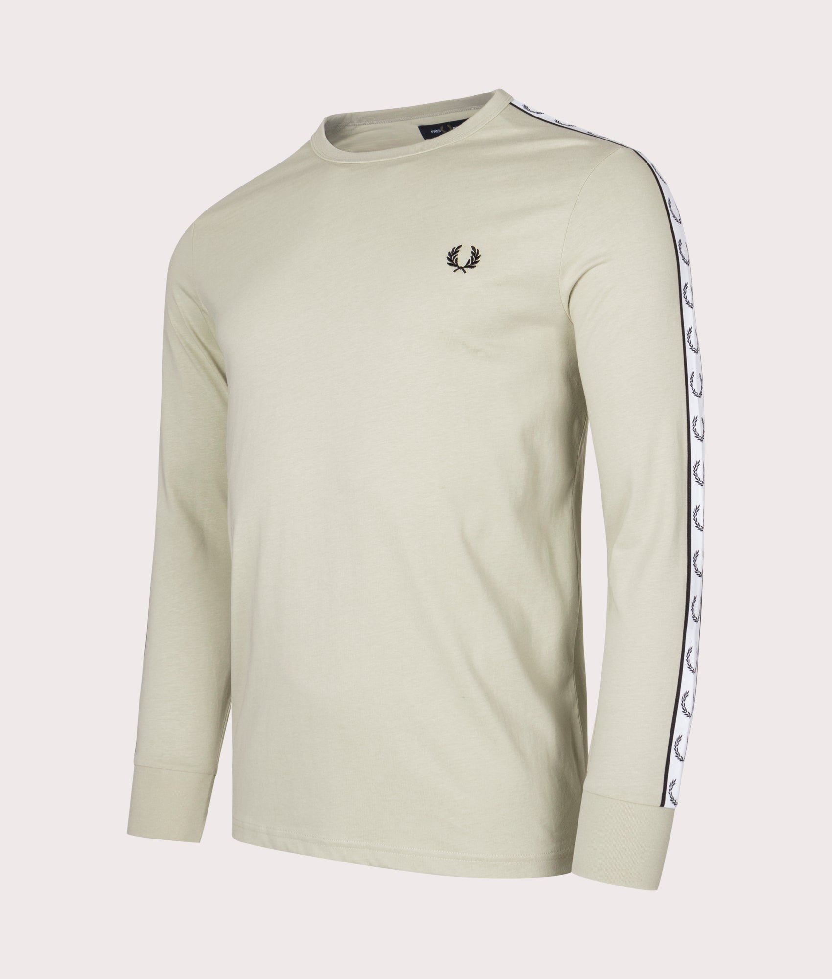 Fred Perry Taped Long Sleeve T-Shirt in Light Oyster, EQVVS.