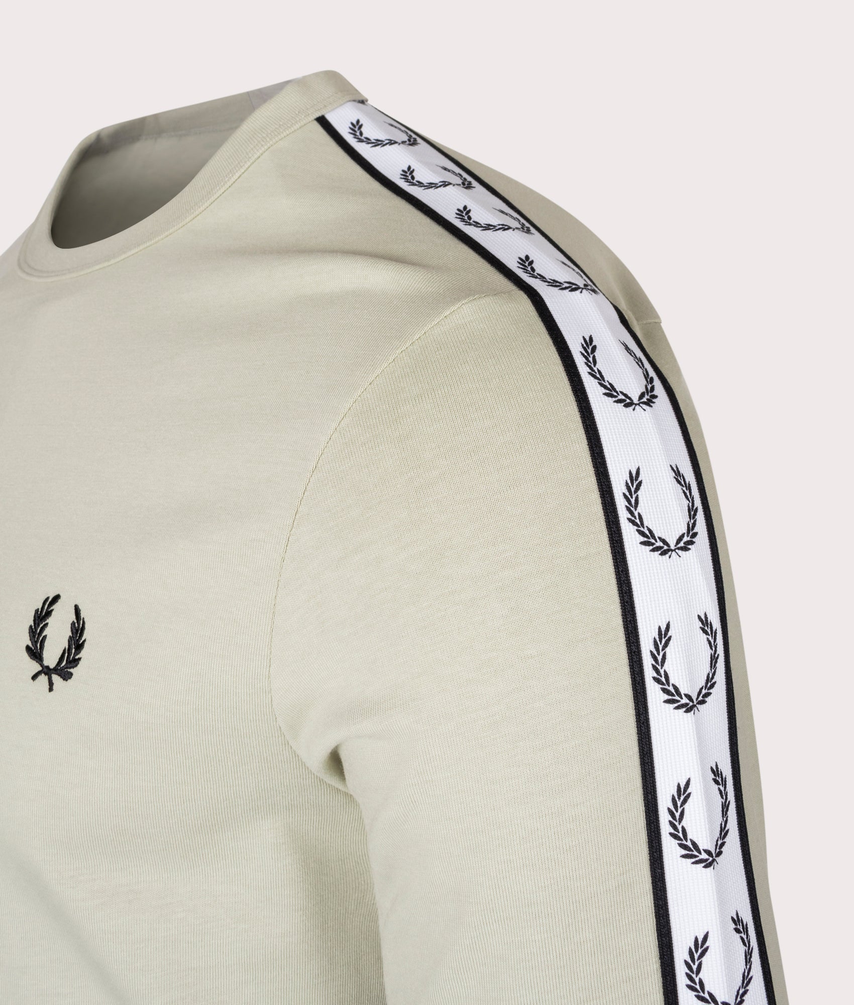 Fred Perry Taped Long Sleeve T-Shirt in Light Oyster, EQVVS.