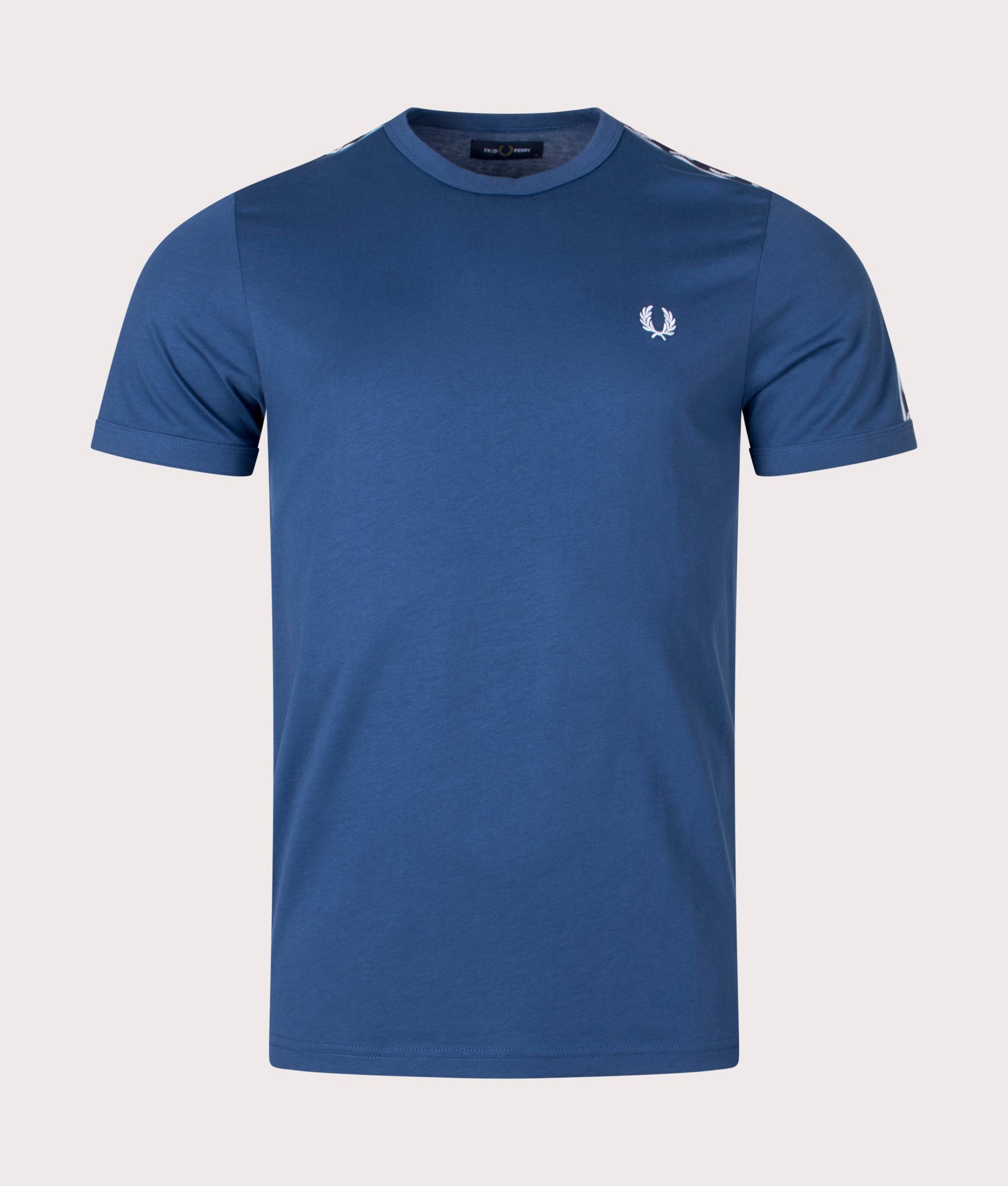 Fred Perry Contrast Tape Ringer T-Shirt in Midnight Blue, EQVVS. 