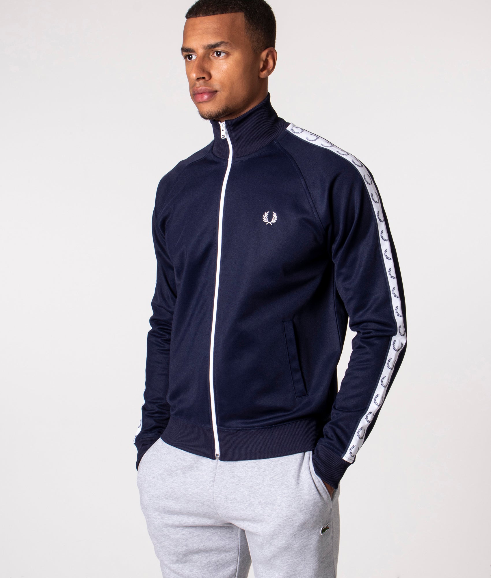 Zip Through Taped Track Top Carbon Blue | Fred Perry | EQVVS