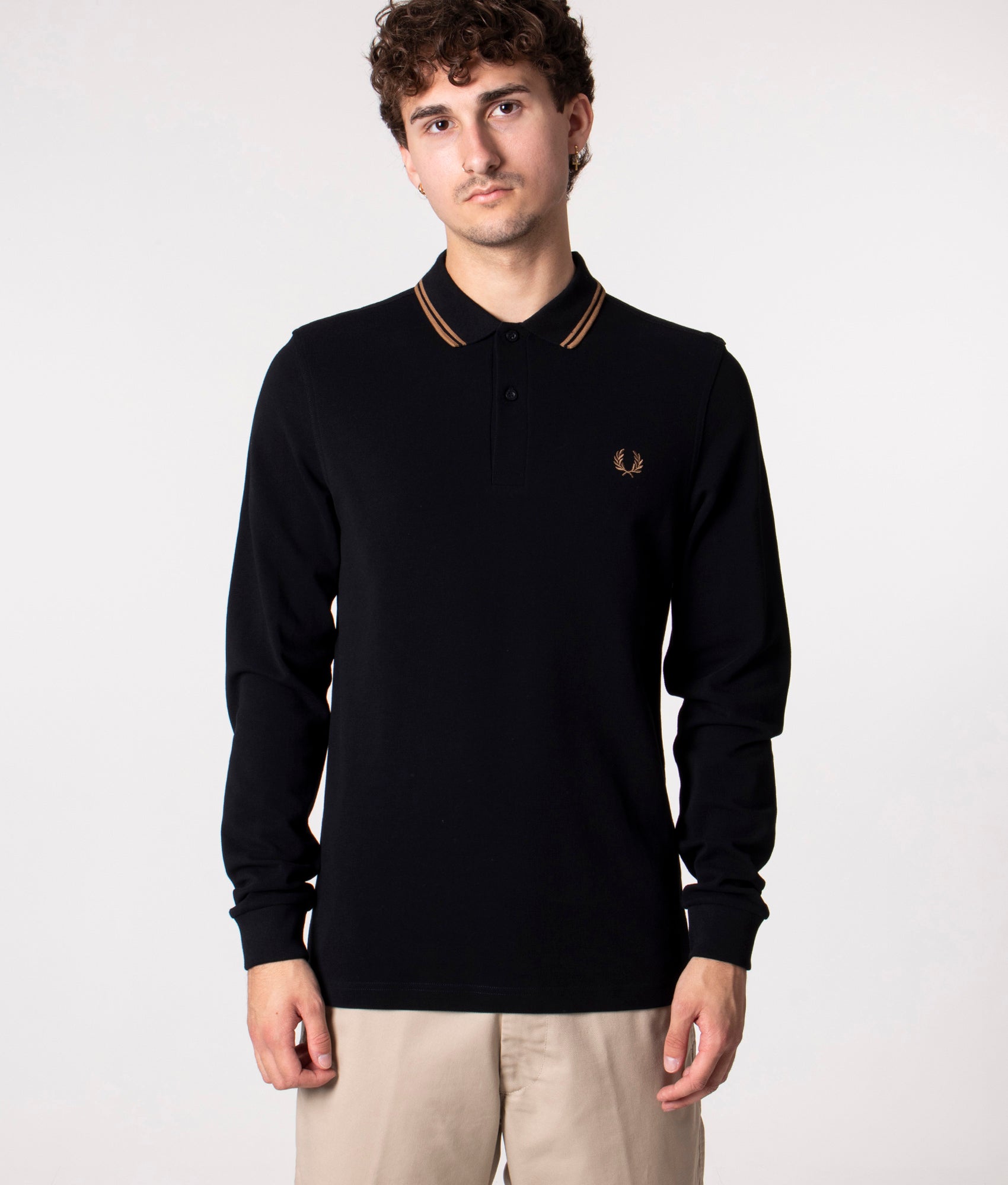 Long-Sleeve-Twin-Tipped-Polo-Shirt-Black/Shadedston-Fred-Perry-EQVVS