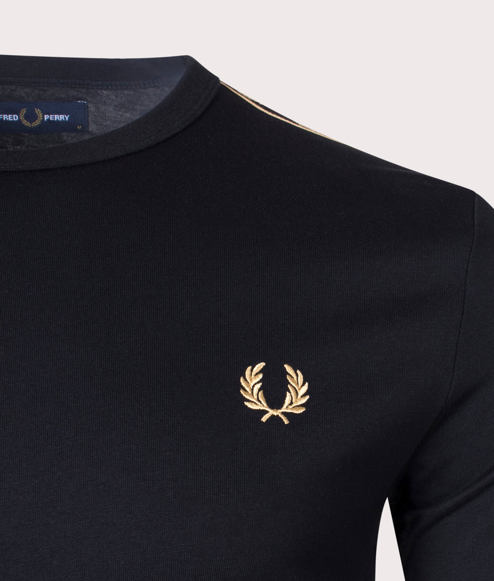 Long-Sleeve-Laured-Taped-T-Shirt-Black/1964-Gold-Fred-Perry-EQVVS