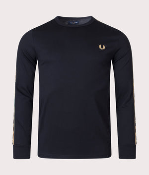 Long-Sleeve-Laured-Taped-T-Shirt-Black/1964-Gold-Fred-Perry-EQVVS