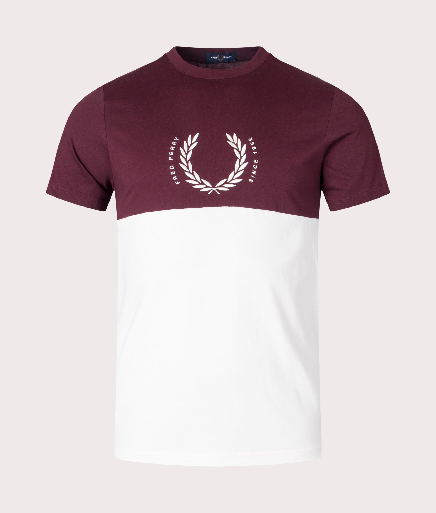 Fred Perry Colourblock T-Shirt in Burgundy. EQVVS. 