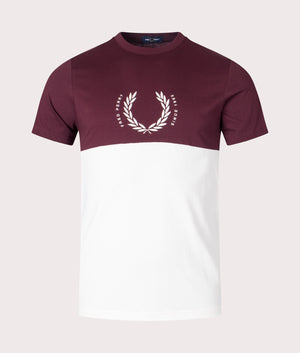 Fred Perry Colourblock T-Shirt in Burgundy. EQVVS. 