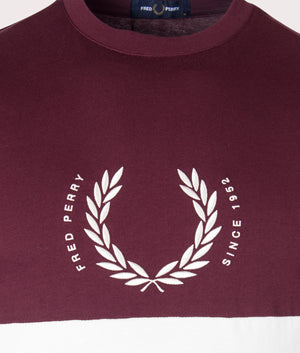 Fred Perry Colourblock T-Shirt in Burgundy. EQVVS.