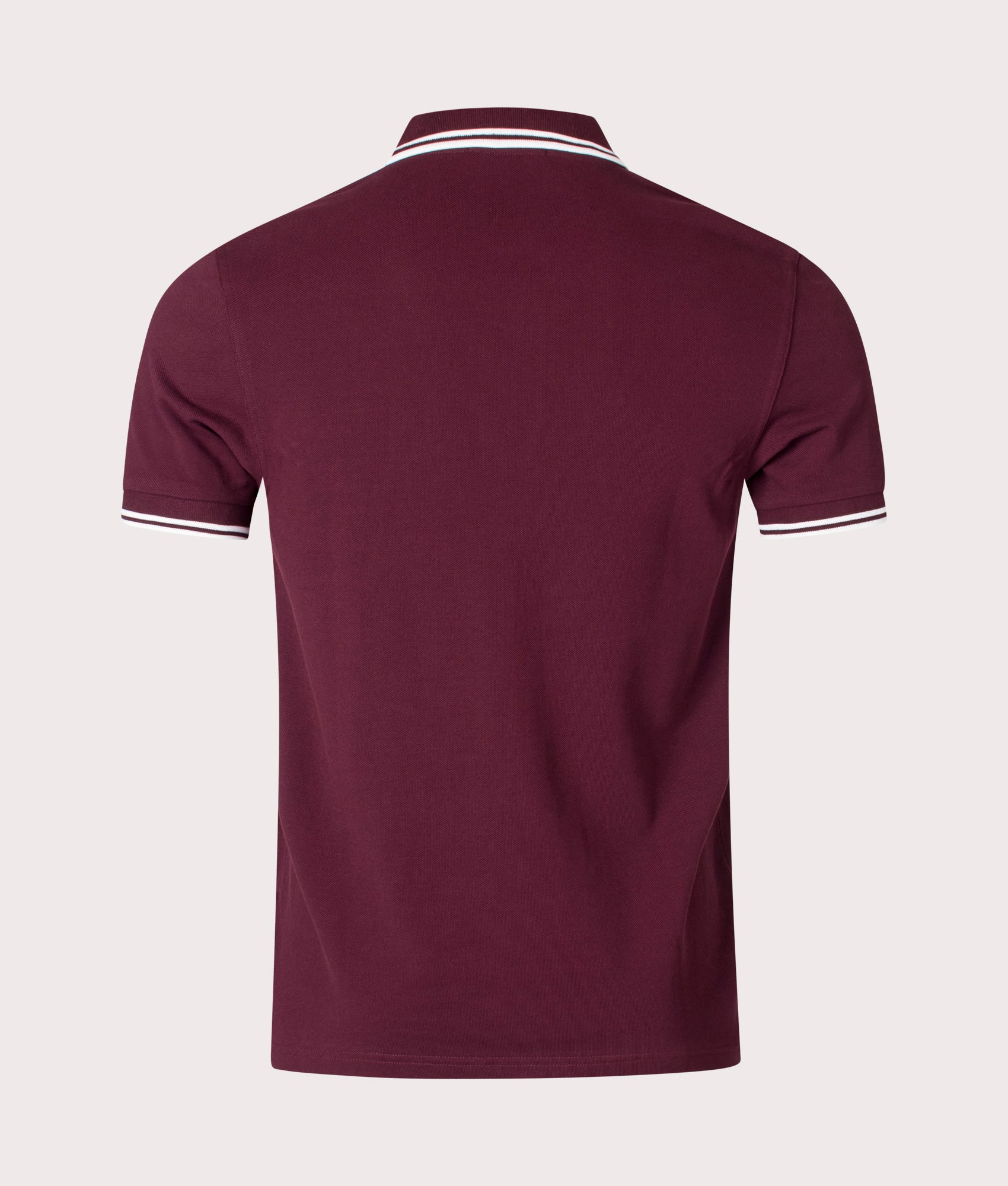 Fred Perry Twin Tipped Polo Shirt in Oxblood EQVVS Menswear. Back shot.