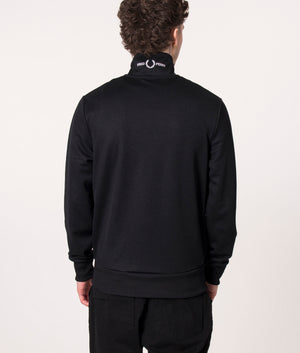 Fred Perry Branded Collar Track Top Black - Terraces Menswear
