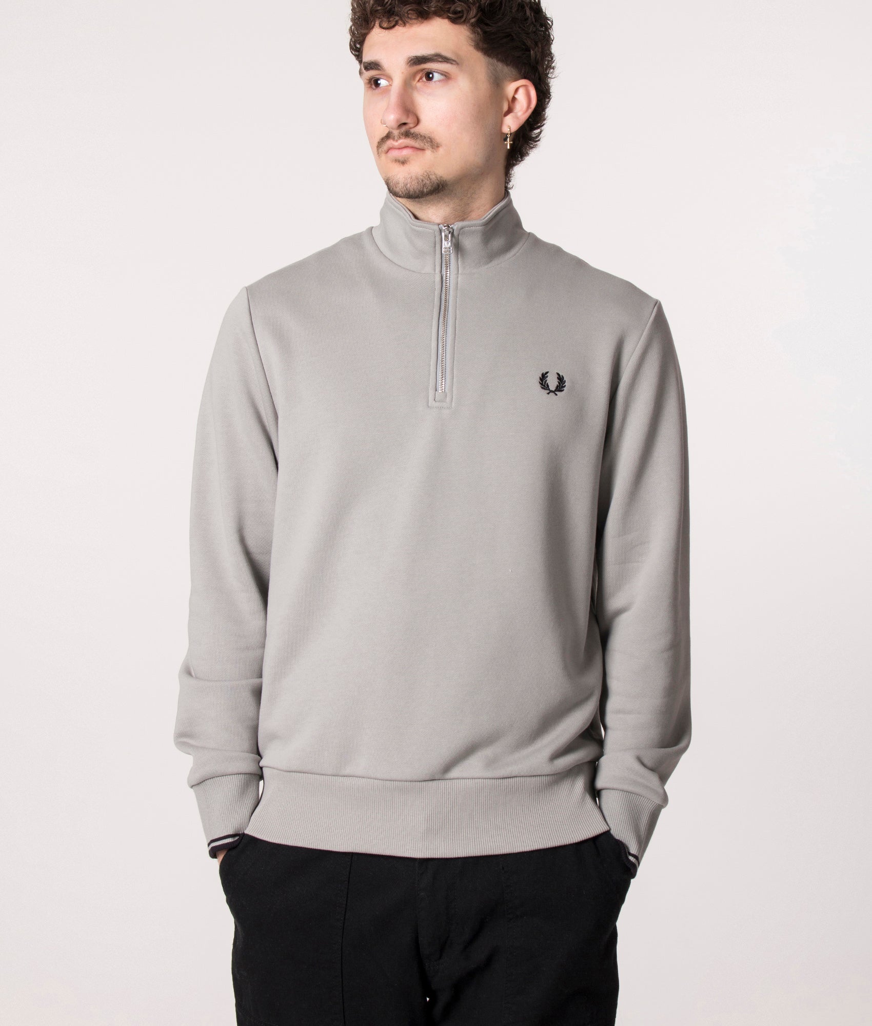 Quarter-Zip-Sweatshirt-Limestone-Fred-Perry-EQVVS 