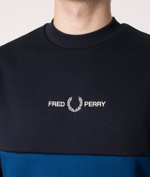 Mens Clothing Fred Perry Panel Piped Sweatshirt Crew Neck Fred