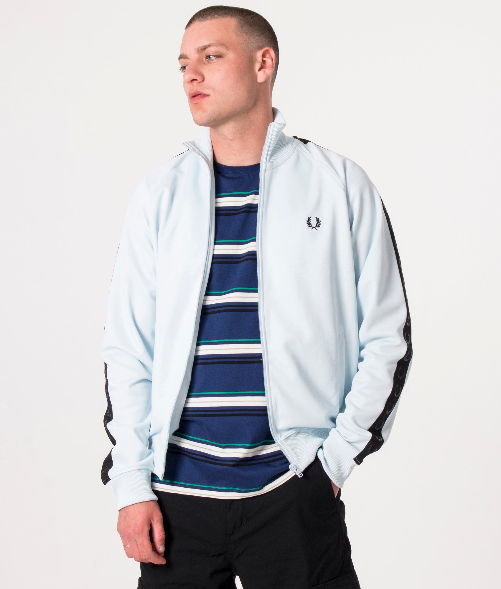 Tonal-Taped-Track-Top-Light-Ice/Black-Fred-Perry-EQVVS