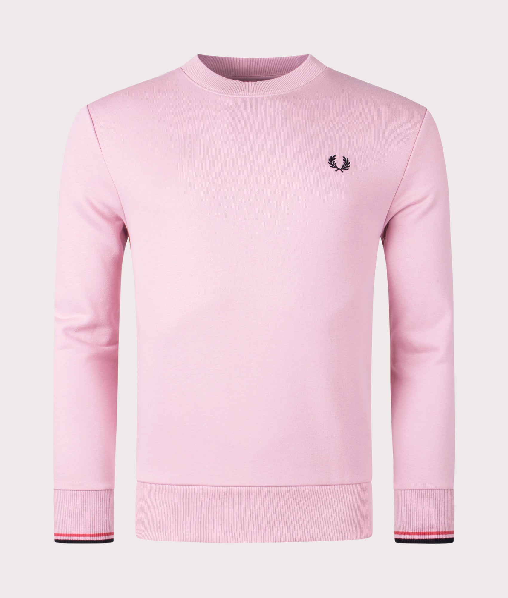 Crew-Neck-Sweatshirt-Chalk-Pink/Washed-Red/Black-Fred-Perry-EQVVS