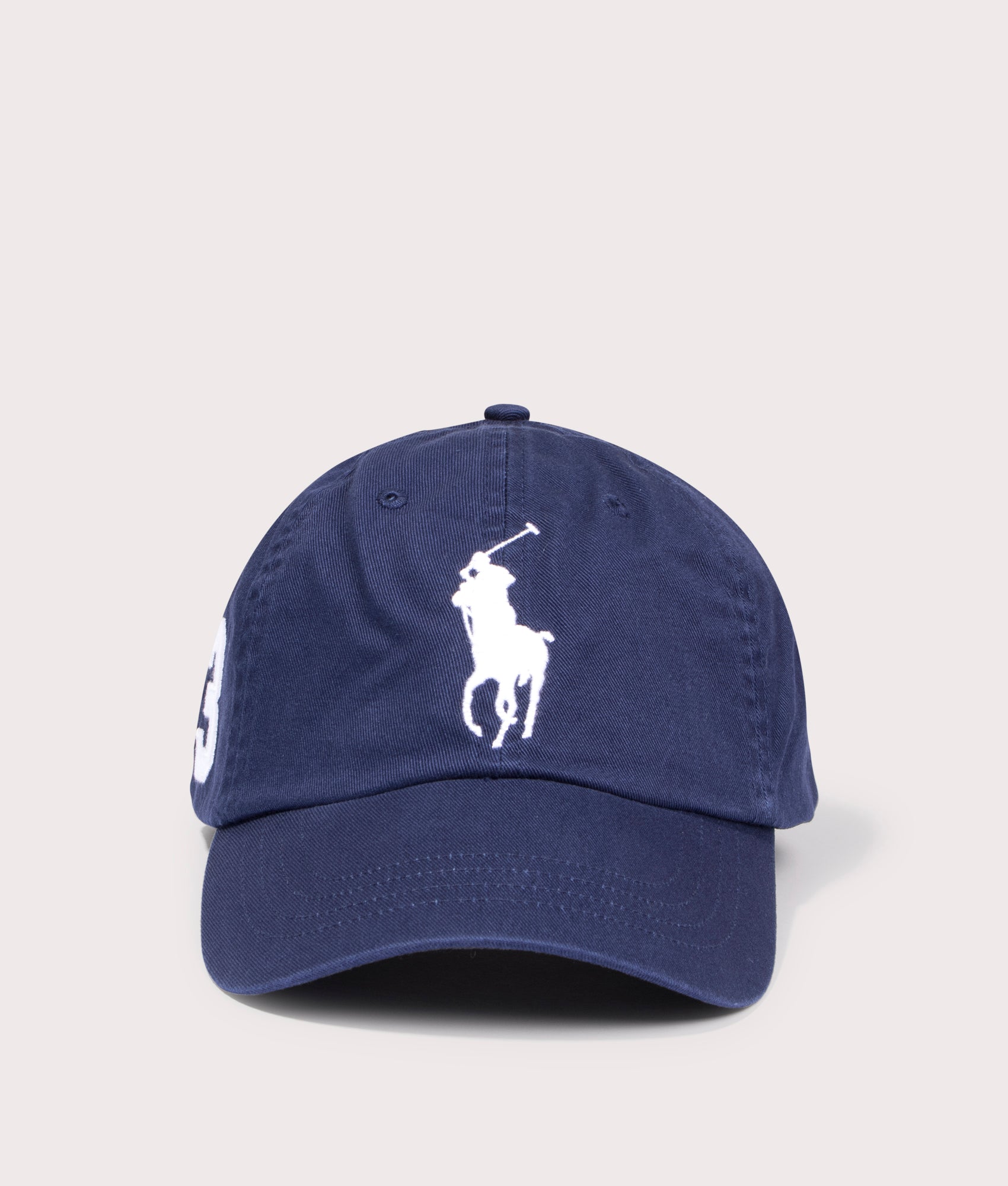Polo Ralph Lauren Big Pony Chino Baseball Cap in Newport Navy at EQVVS Menswear. Front shot.