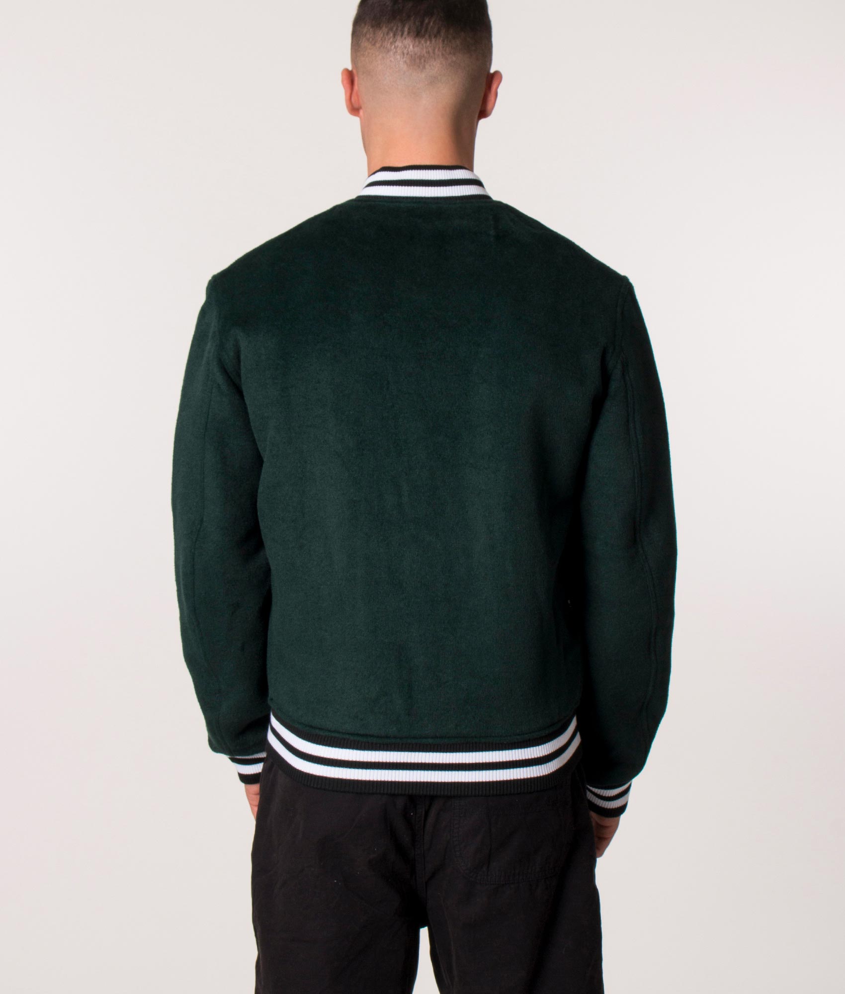 Parlez Relaxed Fit Bay Bomber College Jacket in Green, EQVVS.