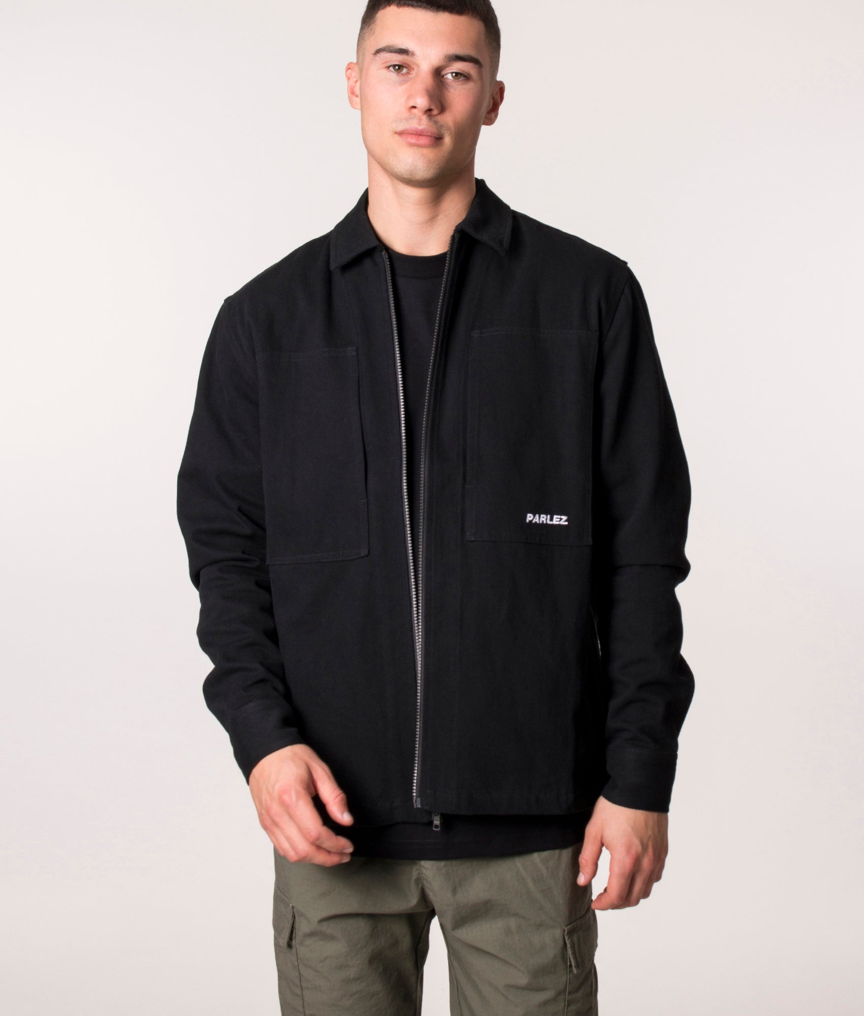 Parlez Relaxed Fit Belay Overshirt in Black, EQVVS. 