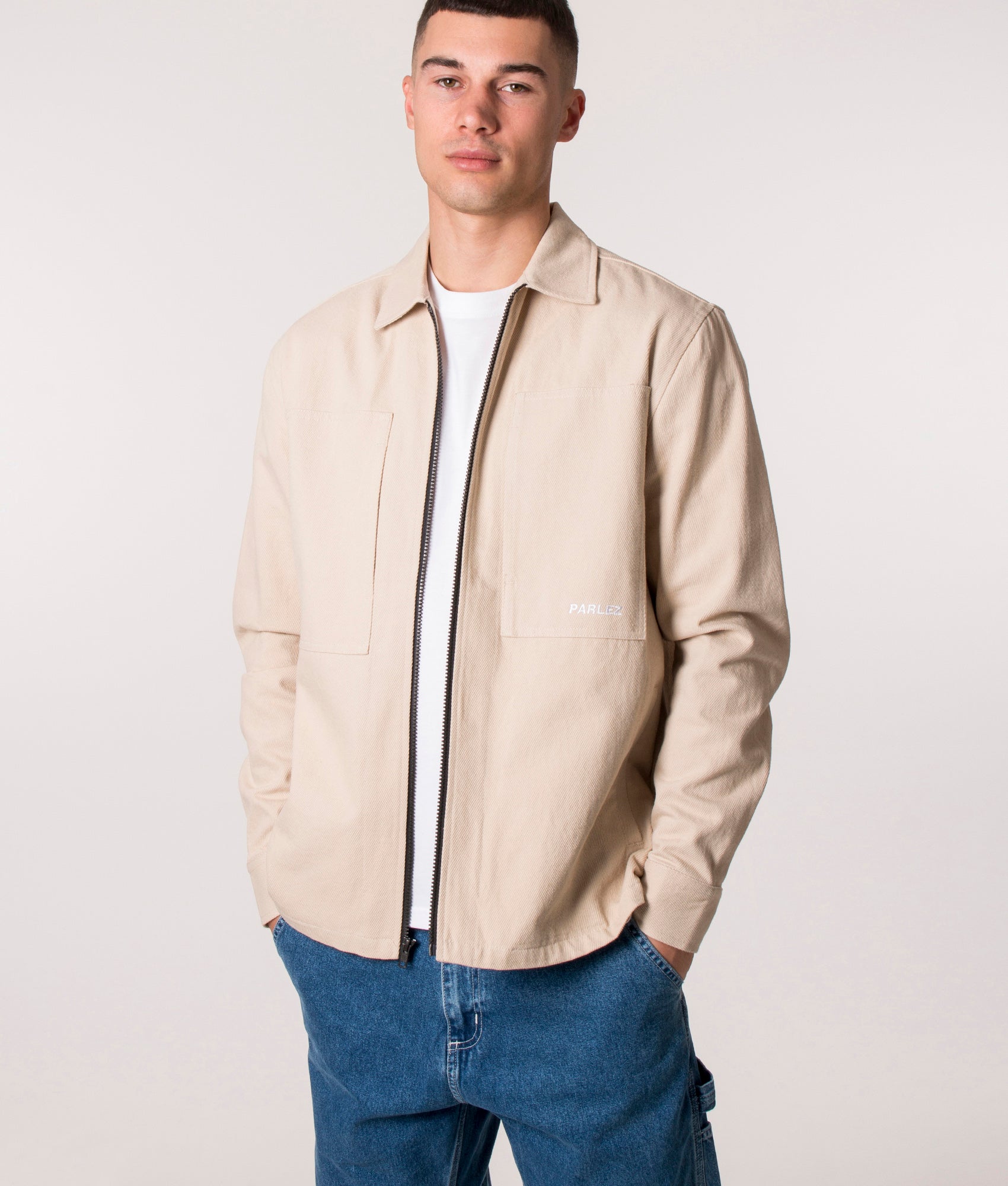 Parlez Relaxed Fit Belay Overshirt in Ecru, EQVVS. 