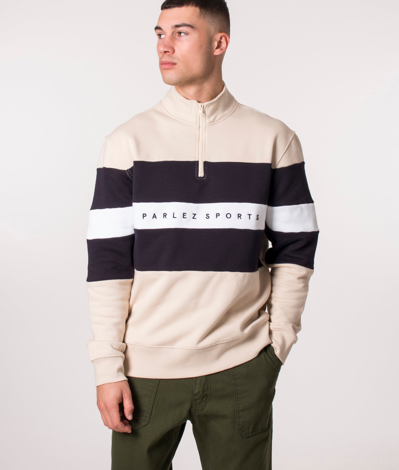 Relaxed-Fit-Quarter-Zip-Aback-Sweatshirt-Ecru-Parlez-EQVVS