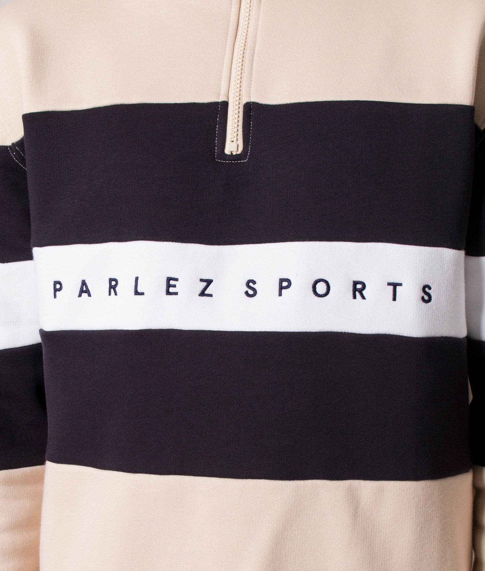 Relaxed-Fit-Quarter-Zip-Aback-Sweatshirt-Ecru-Parlez-EQVVS