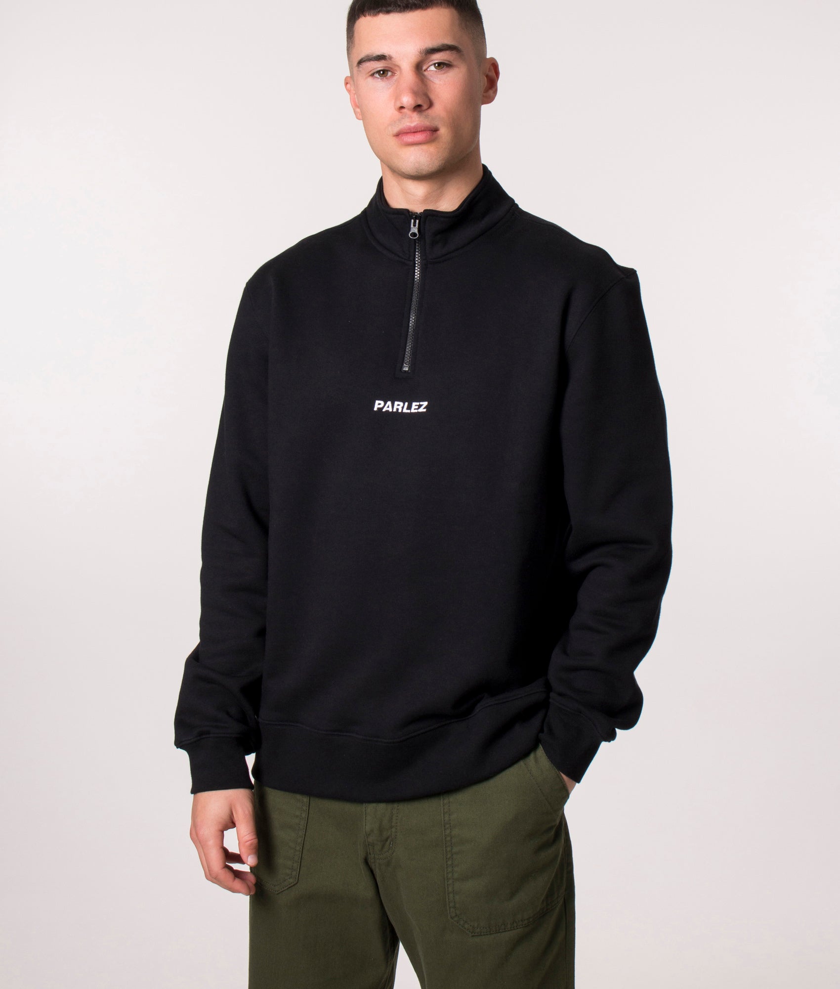 Relaxed-Fit-Quarter-Zip-Ladsun-Sweatshirt-Black-Parlez-EQVVS