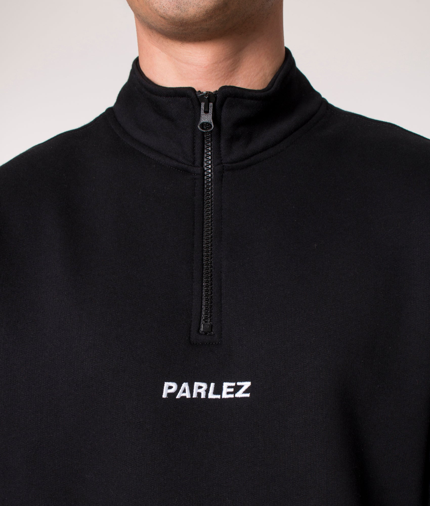 Relaxed-Fit-Quarter-Zip-Ladsun-Sweatshirt-Black-Parlez-EQVVS