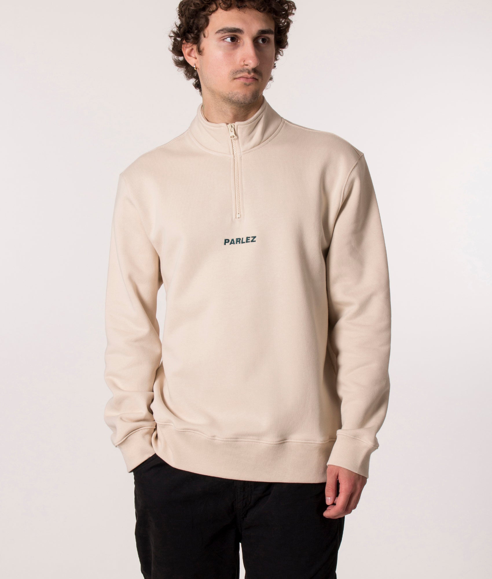 Parlez Relaxed Fit Quarter Zip Sweatshirt in Ecru, EQVVS. 