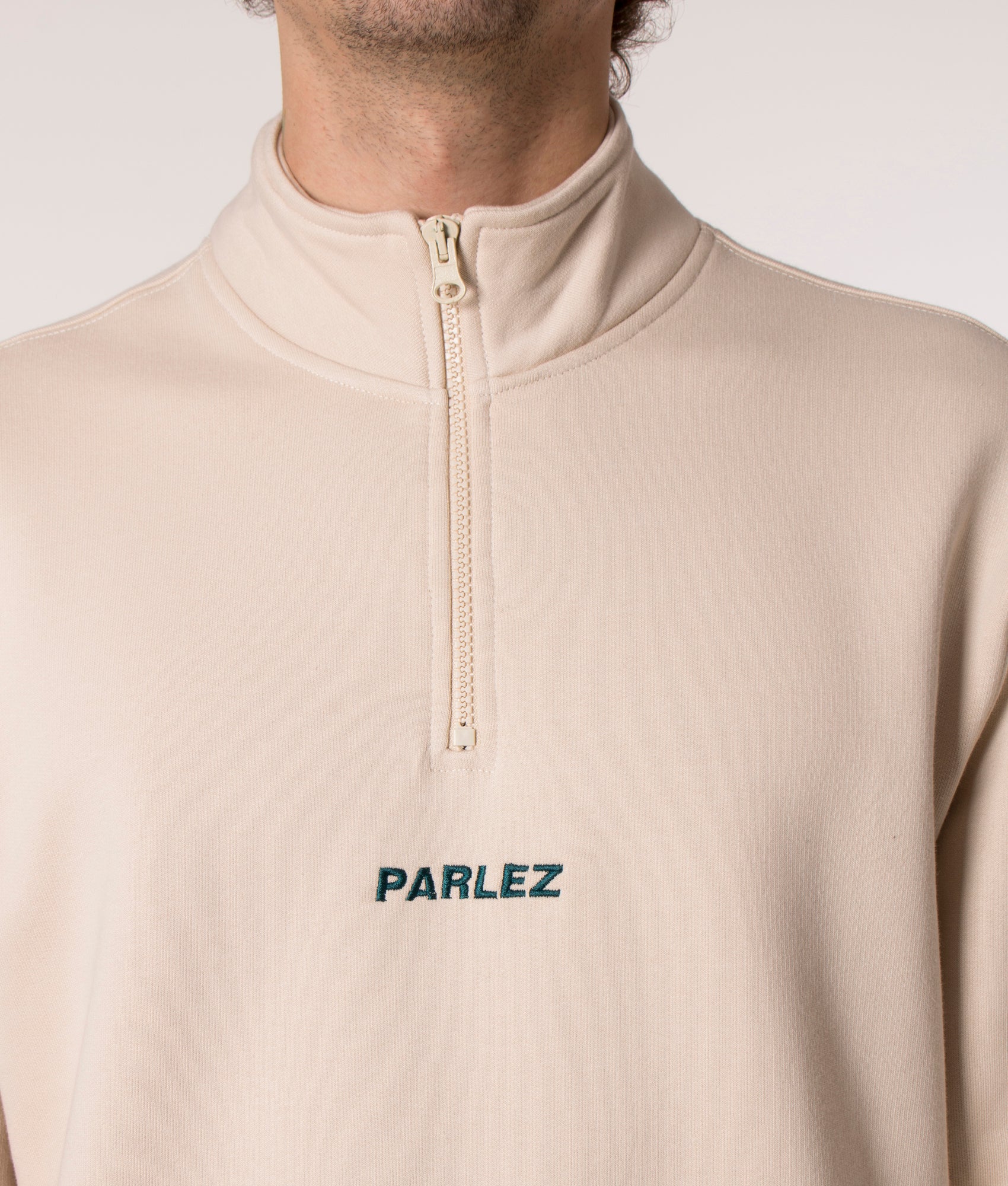 Parlez Relaxed Fit Quarter Zip Sweatshirt in Ecru, EQVVS.