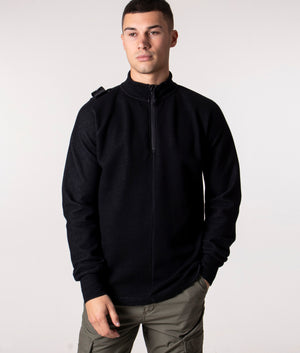 Quarter-Zip-Two-Tone-Fabric-Sweatshirt-Jet-Black-Ma-Strum-EQVVS