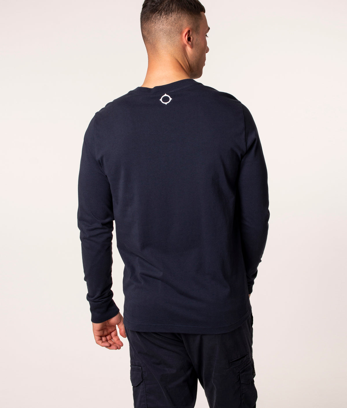 CC Logo Print Long Sleeve T-Shirt in M428 Ink Navy, Ma.Strum. EQVVS, Back Model