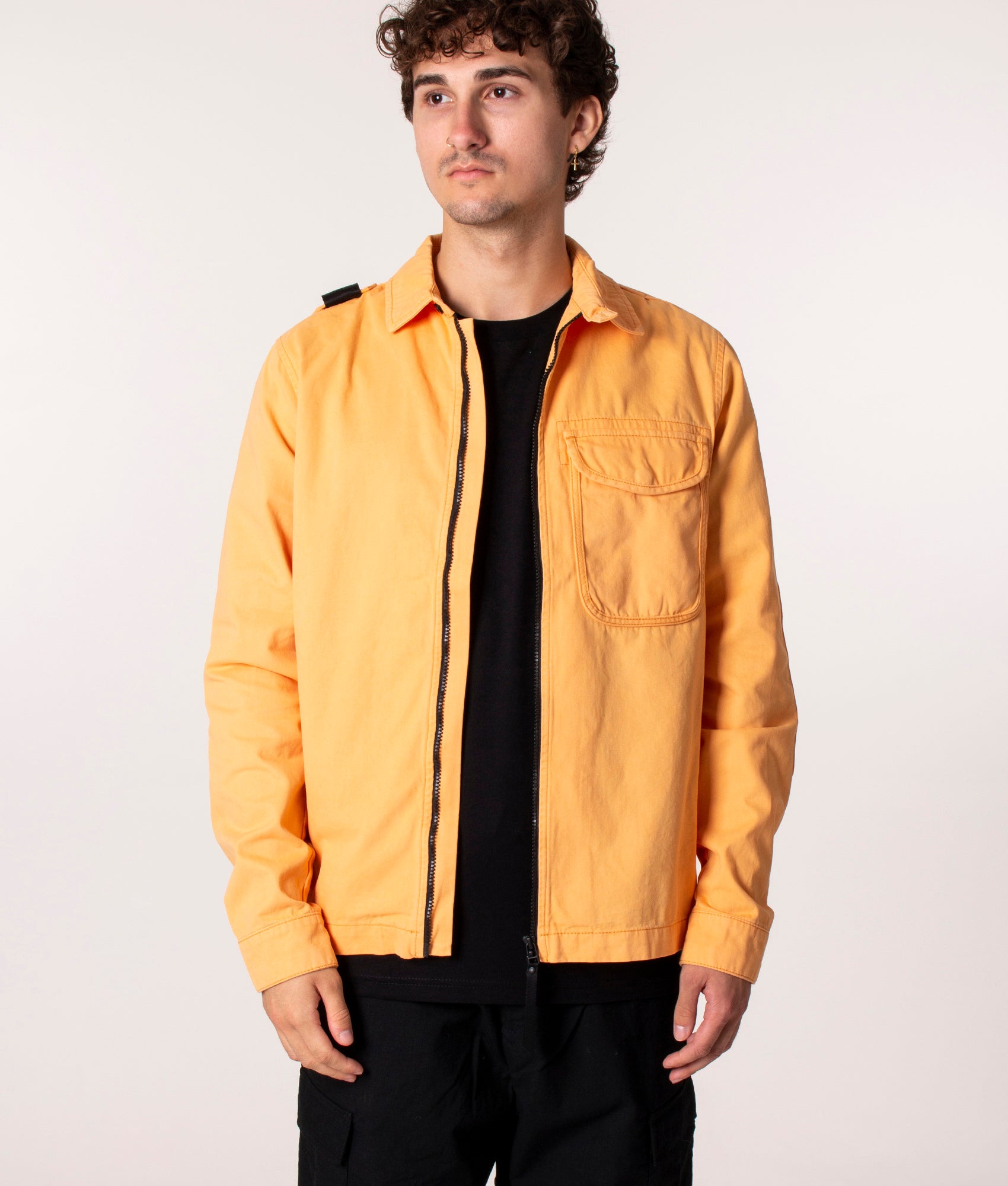 Zip Through Overshirt in M803 Fiesta, Ma.Strum, EQVVS, Model front